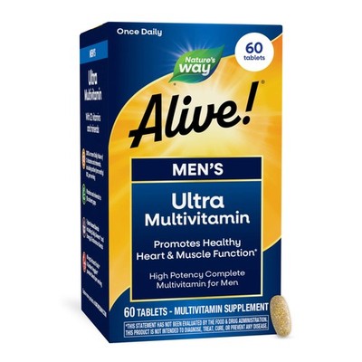 Nature's Way Alive! Men s Once Daily Ultra 60 Count (Pack of 1), Green