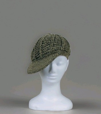 OVIESSE Damen Strickmütze Baskenmodell mit Visier Farbe Salbei/Beige U
