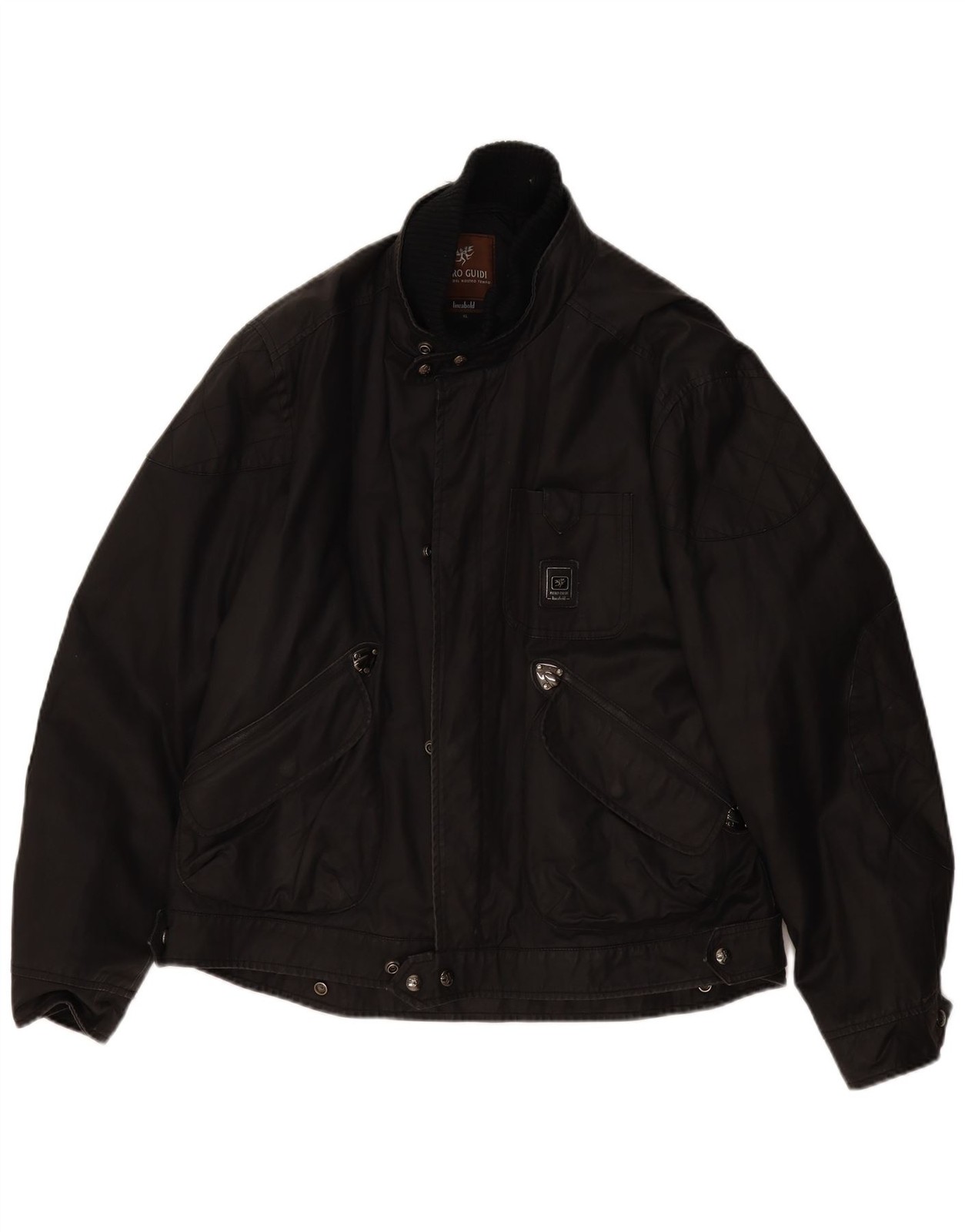 PIERO GUIDI Mens Bomber Jacket UK 42 XL Black Cotton QV01