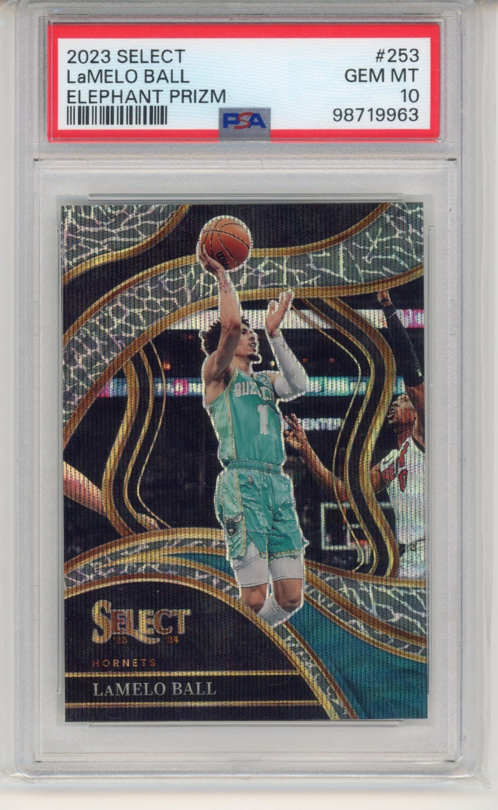 2023-24 Panini Select LaMelo Ball #253 Elephant Prizm PSA 10