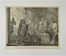 William Hogarth, Paul before Felix, large antique print, 1837 "Heath" edition