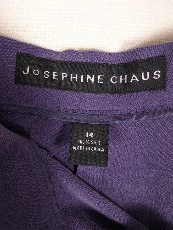 Calça Josephine Chaus Feminina 14 Roxa 100% Seda Plissada Cintura Alta Cônica Anos 90 - Imagem 2 de 4