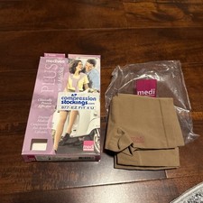 Medi Plus Calf Highs Compression Stockings OT Men Women 20-30mmHg Sz VI Beige FS