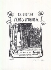 Exlibris Bookplate Block Paul Horst-Schulze 1876-1937 Trees Art Nouveau