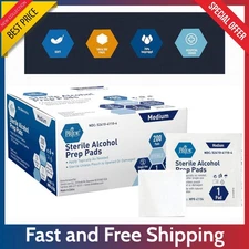 200 Ct Med Pride Alcohol Prep Pads – Individ Wrapped, 70% Isopropyl, 2 Ply Wipes