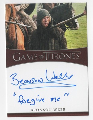 Bronson Webb GAME OF THRONES Legends of the Realm Inscription Autograph Card