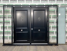 DOUBLE FRENCH FRONT DOORS STEEL FROSTED GLASS BLACK WIDE BIG HIGH QUALITY