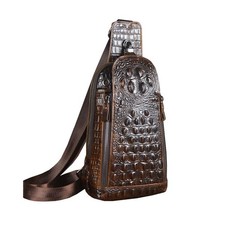 Crocodile Genuine Leather Sling Bag Backpack for Men Travel Outdoor Hunting H...