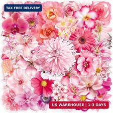 Clear Flower Stickers 50 Pcs Transparent Floral Vinyl Decals Soft Botanical Prin