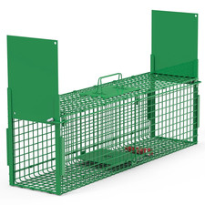 40" 2 Door Live Animal Cage Trap Under 18 lbs Easy To Setup Humane Green