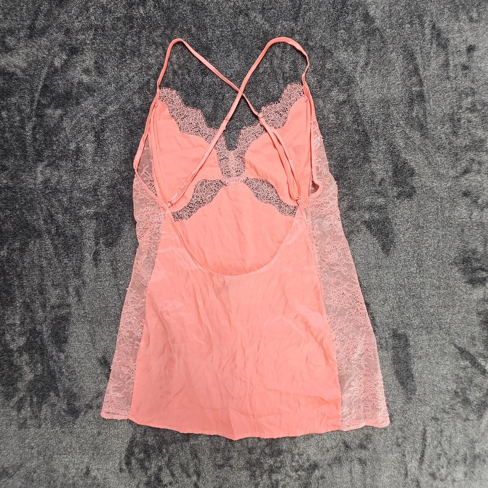 UNDERCOVER Abito vintage Victoria’s Secret rosa in pizzo slip pannelli in pizzo trasparente medio