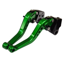 Short Green Adjustable Brake & Clutch Lever Set Kawasaki Z900RS 2018-2024