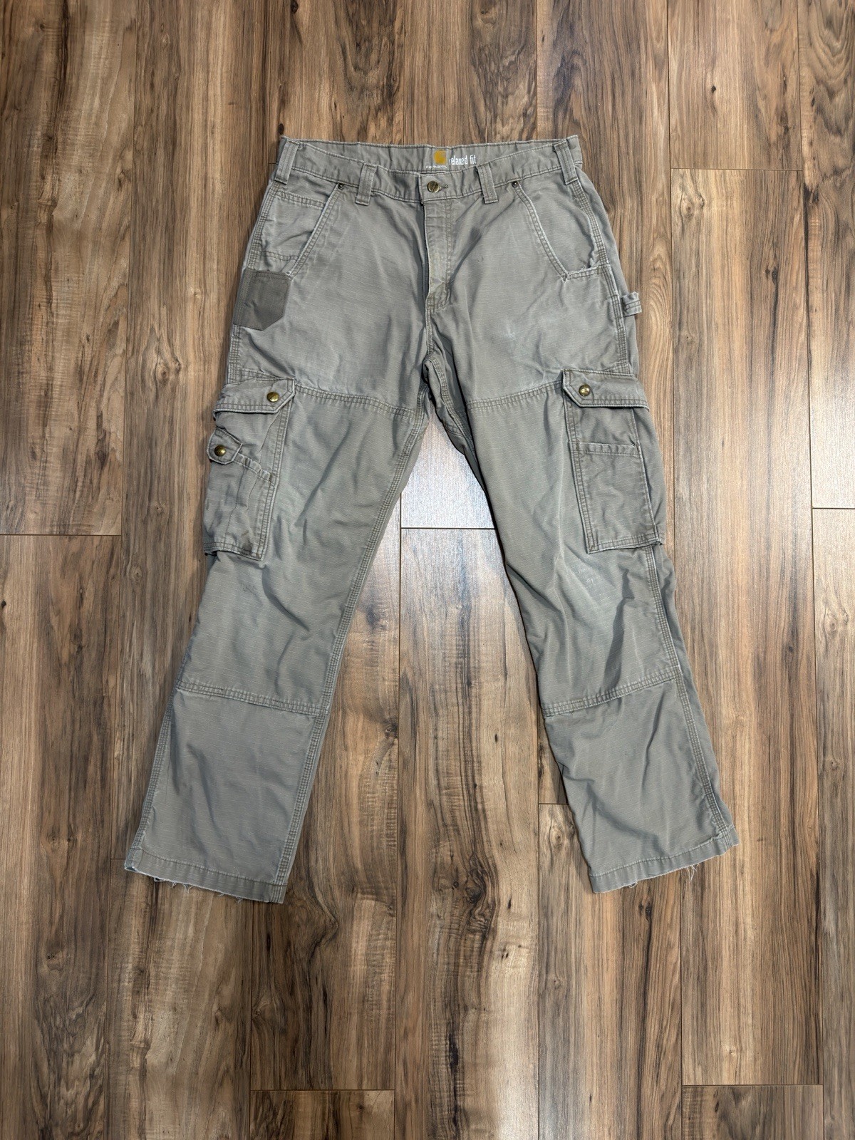 Carhartt Relaxed Fit Cargo Pants 34X32 Beige Dark Tan Workwear Utility B342-DES