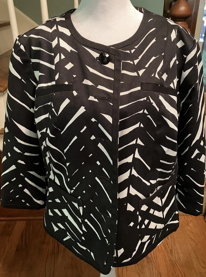 East 5th Women’s Size Large Black & White Cotton Blend Suit Seperate Jacket S81 - Image 2 of 4