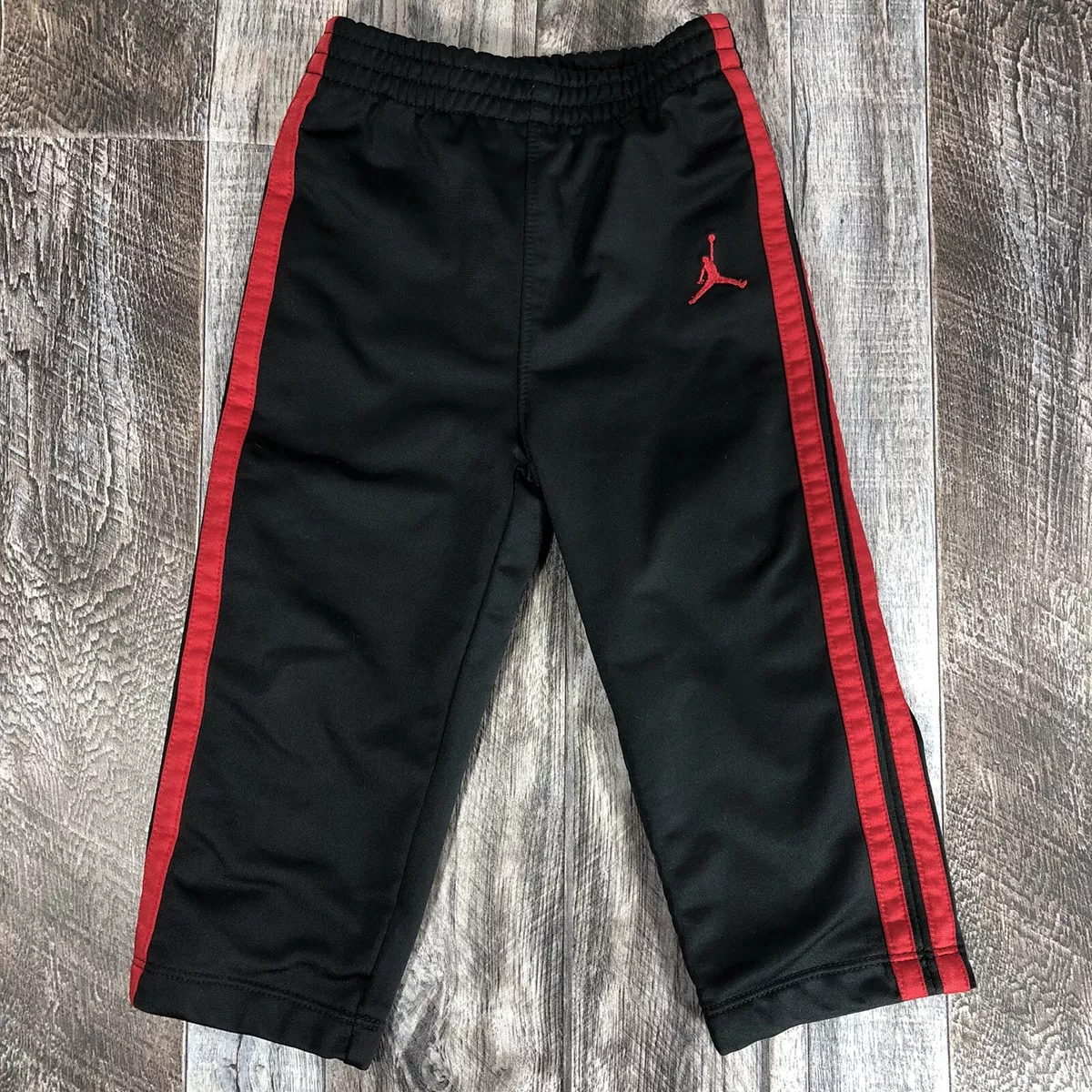JORDAN Baby Boys Track Pants Black Red Striped Size 24 Months