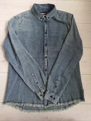 Tigha Herren Langarm  Jeans Hemd  Orben Indigo   Size M