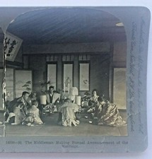 1906, Middleman Making Formal Announcement of Wedding, Japan, Rare Stereoview