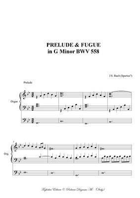 BACH J.S. - BWV 558 - Prelude and fugue in G minor - PDF WILL BE SENT BY EMAIL