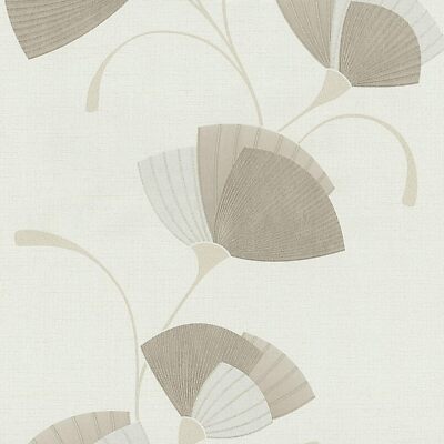 P+S Tapete Vlies Spotlight 02458-20 Blütendekor Weiß Beige Taupe Struktur Glanz