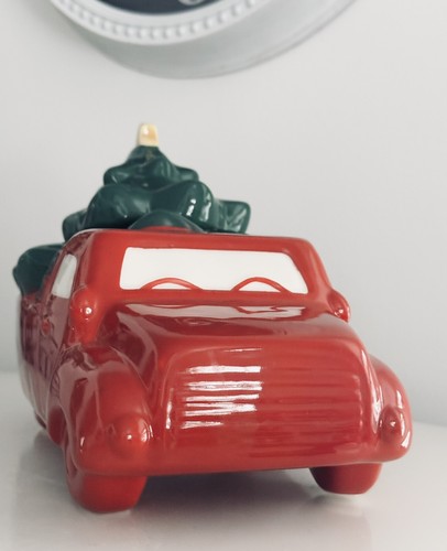 Rae Dunn by Magenta, Red Truck Carrying Christmas Tree Cookie Jar with Lid - Picture 11 of 11