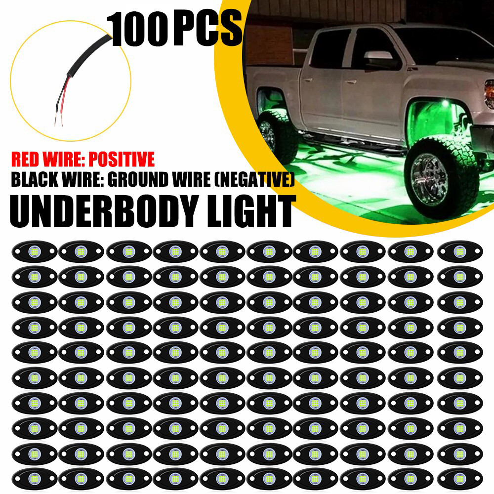 100X LED Underglow Rock Light Lamp Green Waterproof For SUV Cars Jeep Trucks UTV
