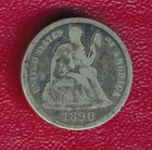 1890 SEATED LIBERTY SILVER DIME **NICE CIRCULATED GOOD** FREE SHIPPING!!