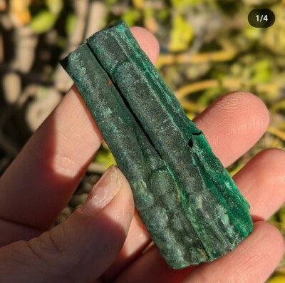 Dark Green Malachite Stalactite with Fibrous Crystal Structure