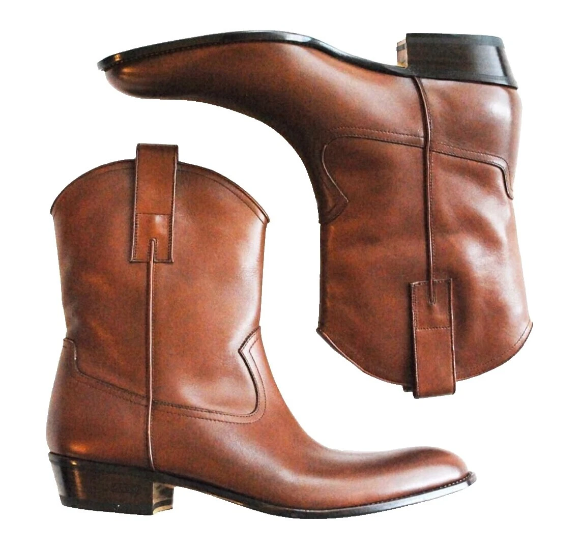 Brown Cowboy Leather Boots for Men