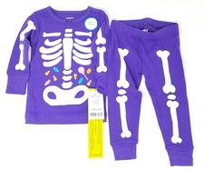 Carter's Baby Girl 6 Months Purple 2 Piece Halloween Pajama PJ L/S Glow in Dark