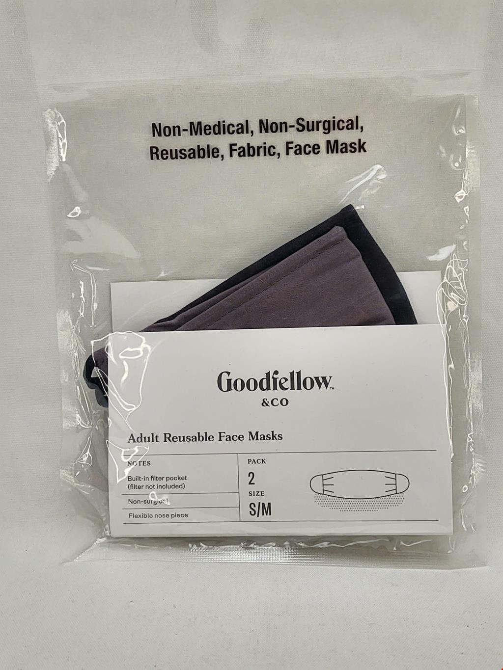 Goodfellow & Co™ 2pk Fabric Face Masks Size S/M Gray & Black eBay
