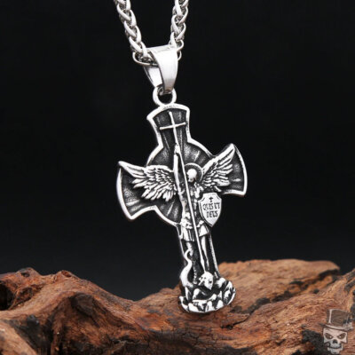 Sculpt Rings  316L Stainless Steel St. Michael Cross Pendant Necklace | 50/60/70