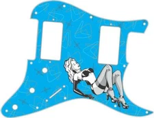 Pickguard Stratocaster  Graphic Custom fit Fender HH 11 Hole Tabletop Pin Up BL