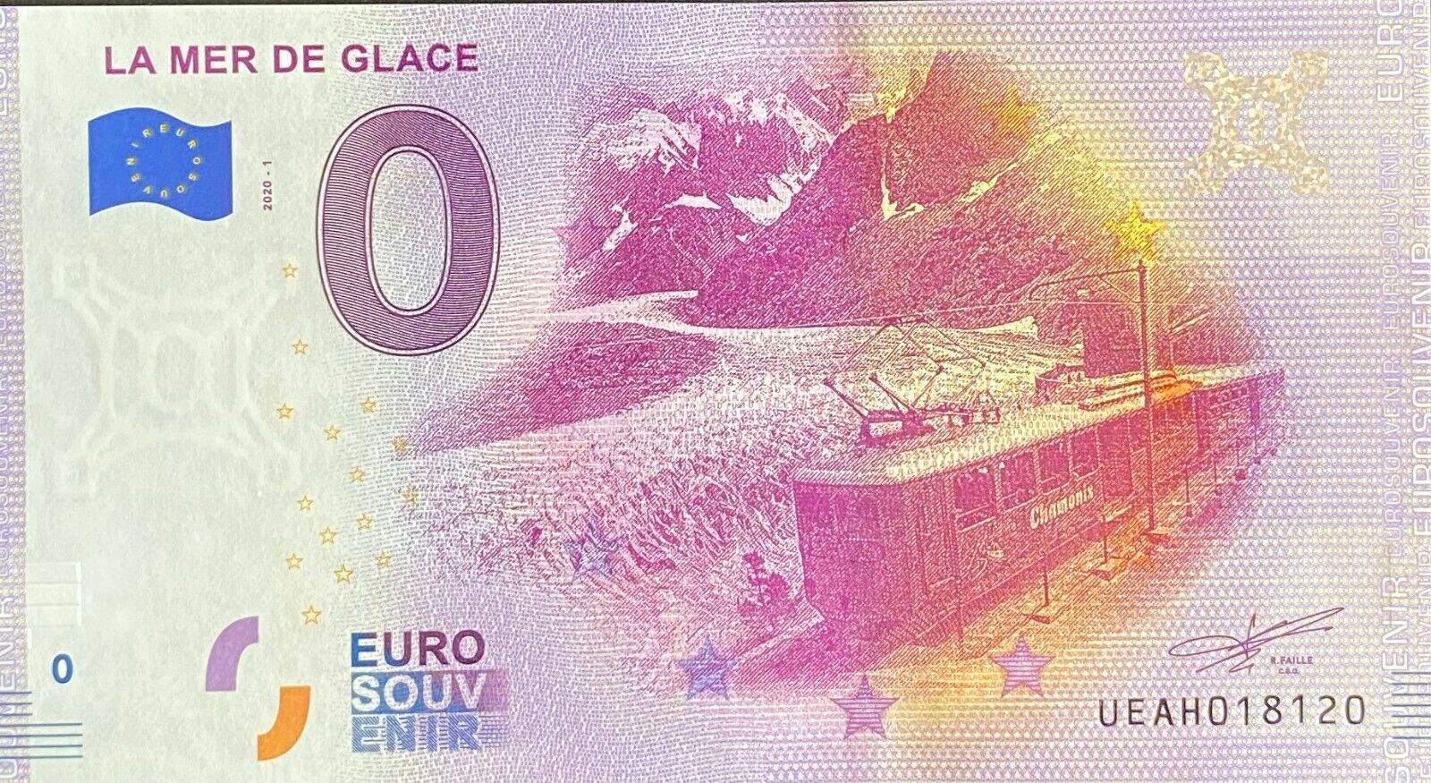 BILLET 0  EURO LA MER DE GLACE FRANCE   2020 NUMERO DIVERS