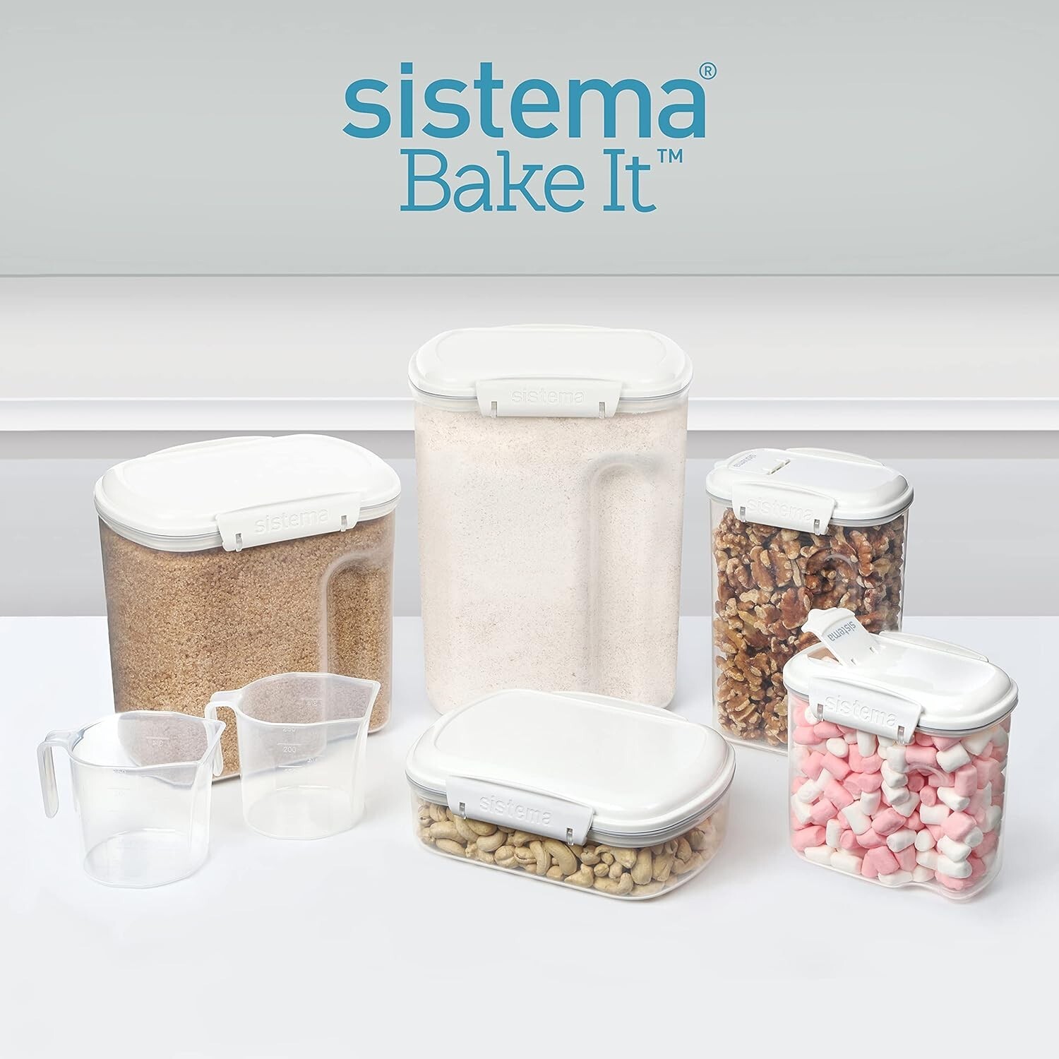 82004 Bake It Pantry Set 5 Food Storage Containers with Lids 2 Cups for ...