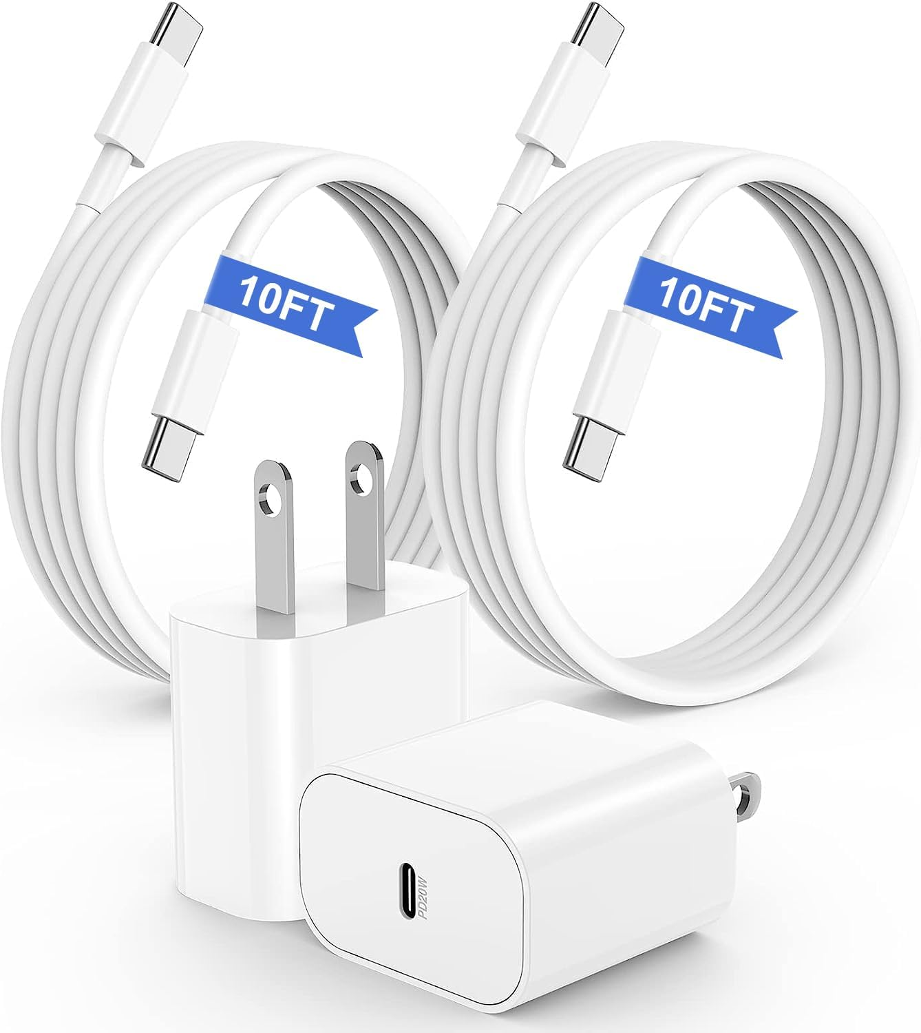 Iphone 15 16 Charger, 20W USB C Fast Charging Block and 10Ft Type C to C Cable C