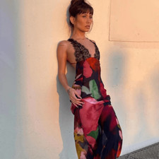 New Tie Dye and Lace Maxi Dress Large