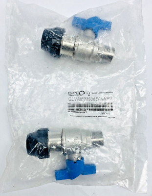 BAG OF 2, Aircom QLVAM025068ALNPT Quick Line Ball Valves Threaded, W/Al Ring Nut