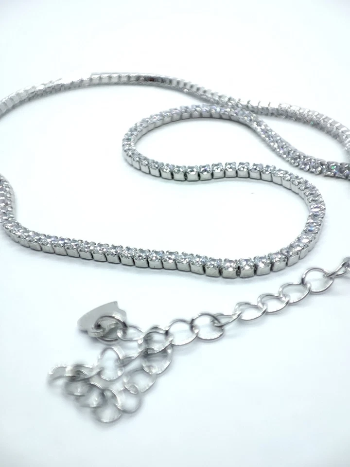 choker collana tennis donna in Argento 925 rodiato  zirconi bianchi.  1,5 mm - Immagine 3 di 4
