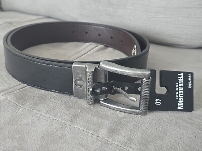 TRUE RELIGION NEW MEN'S REVERSIBLE LEATHER BLACK/BROWN BELT SIZE