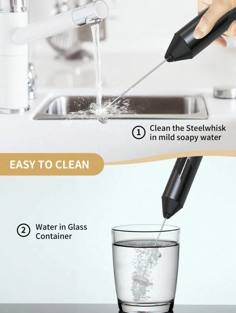 Milk Frother Handheld Battery Operated Whisk Foam Maker For Coffee With Stand