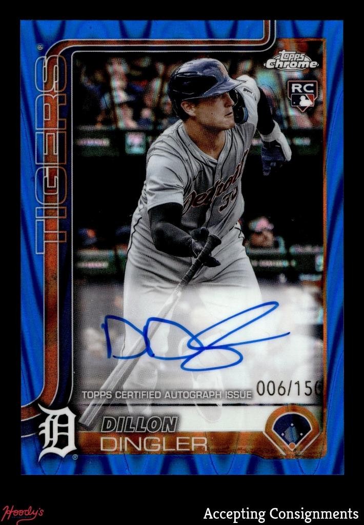 2025 Topps Chrome Blue RayWave Refractor Dillon Dingler RC Rookie AUTO 006/150