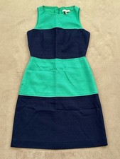 Banana Republic Dress Size 0 Green Navy Blue Colorblock Sheath Textured