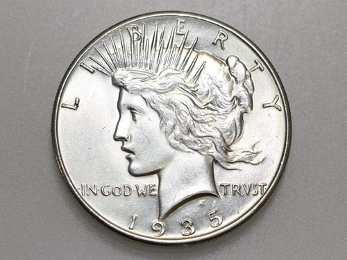 1935 $1 PEACE SILVER ONE DOLLAR GEM BU