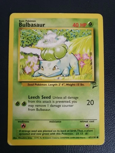 Pokemon Card Bulbasaur 67/130 Base Set 2 Common WOTC