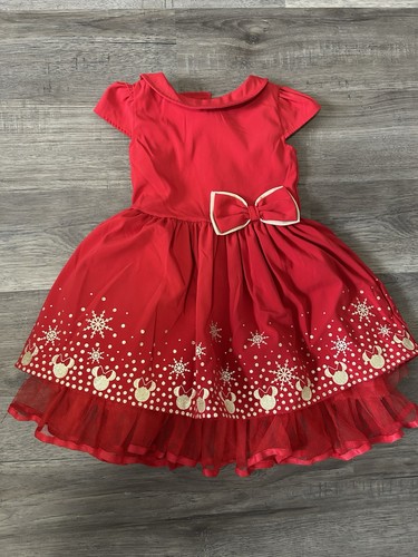 Disney Store Original Minnie Mouse Red with Gold Holiday Dress - Size 3