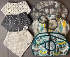 6 Feeding & Fashion Drool Baby Bib Lot 3 - Bumkins 3 - Parker Baby