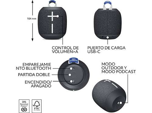 Altavoz inalámbrico - Ultimate Ears Wonderboom 4, Bluetooth, 14 horas, IP67 - Imagen 2 de 2