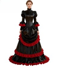 Victorian Gothic Queen Evening Dresses Bustle Medieval Costume Dress Long Sleeve