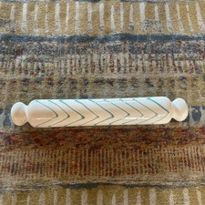 Discontinued Anthropologie Ceramic Rolling Pin White And Blue Geometric
