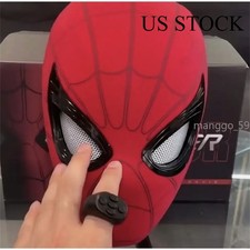 US Stock Spider-Man Mask Helmet Eyes Movable Ring Remote Control Cosplay Prop